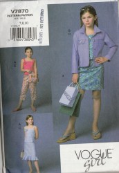 7870 VOGUE YOKE JACKET, TOP,  A-SKIRT, PANTS GIRL PATTERN 7-16 2 SZS